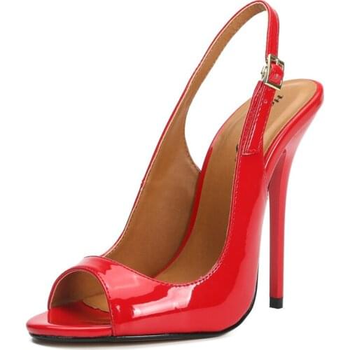 Womens Super High Heel Sandals Summer Shoes Ladies Sandal Party Woman Slingback Shoe Large Size 47 48 Black Red