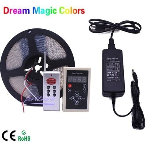 DC12V 5M Chasing Dream Magic Color RGB 5050 WS2811 IC LED Strip Light +WS2811 RF Remote controller +12V 5A LED Power