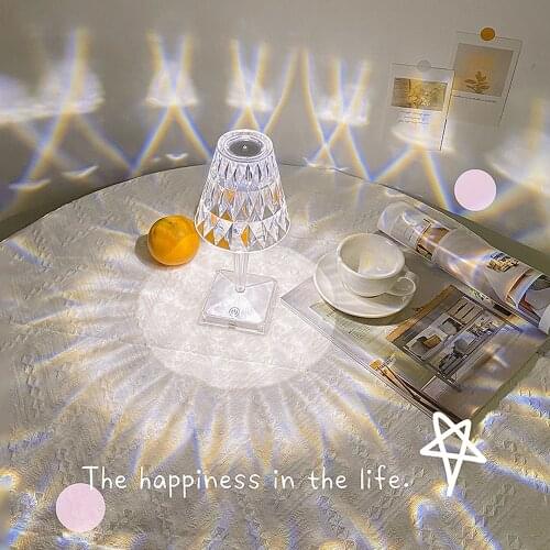 1-3 PCS LED Night Light Touch Diamond Table Lamp Acrylic USB Decoration Light For Bedroom Bedside Coffee Crystal LED Desk Lamp