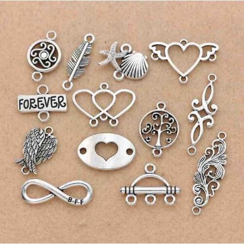 Tibetan Silver Plated Angel Wings Infinity Heart Connector for Bracelet Necklace Jewelry Making Accessories DIY Craft Findings