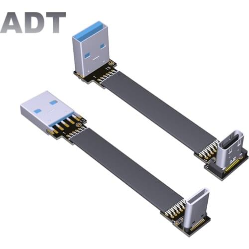 USB 3.0 Type-A Male to USB3.1 Type-C Male Up/Down Angle USB Data Sync & Charge Cable type c Cord Connector adapter FPC FPV Flat