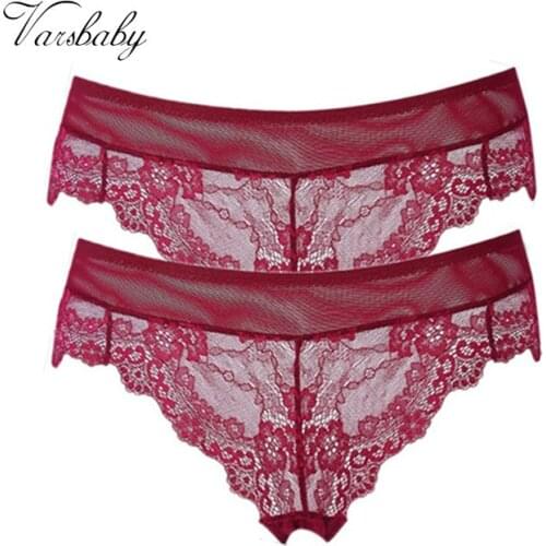 Varsbaby womens sexy floral lace briefs ladies mid-rise 3 colors panties 2 Pcs/Lots
