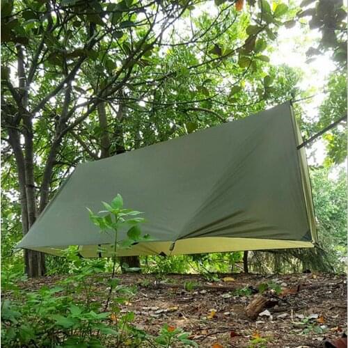 Polyester Waterproof Camping Tent 4 People Sun Rain Shelter Tent Tarp Cover, Army Green