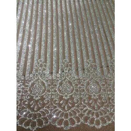 High quality SYJ-492 nigerian embroidery net lace with glitter African tulle mesh lace fabric