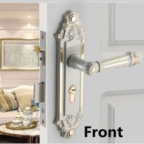 European-style retro quiet mechanical interior door lock ivory white bedroom study kitchen bathroom solid wood door lock handle