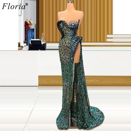 3 Designs Special Beading Evening Dresses Long Strapless Sexy Dresses Evening Wear Elegant Celebrity Dresses Party Haute Couture
