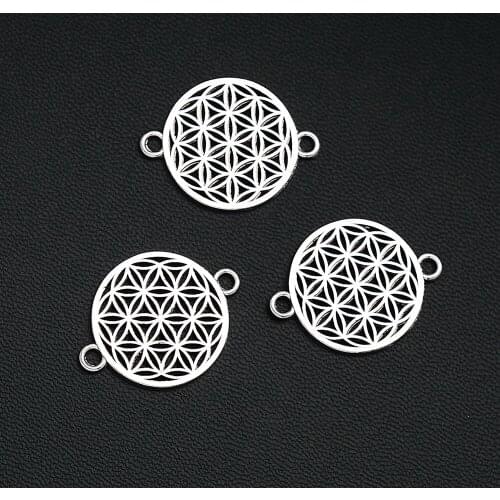 10pcs/Lots 20x26mm Antique Silver Plated Flower Of Life Connectors Charms For DIY Jewelry Making Finding Supplies Hqd Wholesale