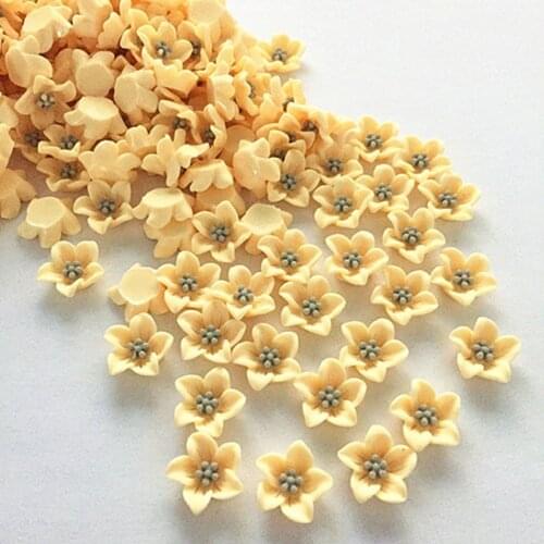 100Pcs 14mm yellow Resin Flowers Decoration Crafts Flatback Cabochon For Scrapbooking Diy Accessories