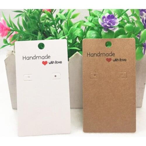 100pcs 9*5cm Kraft Paper Earring Cards +100pcs Transparent OPP bags, Hanging Jewelry Accessory Earring Displays Packing Card