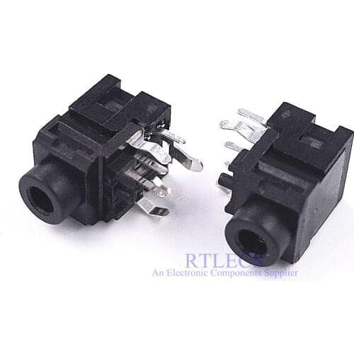 100 pcs TRS 3.5 mm audio Jack Stereo Socket 7 contact 3 Conductor Horizontal Through Holes 2 Switch Normally Closed 2SJ-09005N13