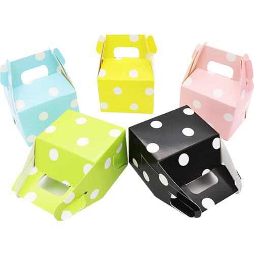 10pcs Baby Shower Birthday Paper Candy Box Wedding Favors Polka Dot Candy Boxes Kids Party Favor Box DIY Gift Packing Box