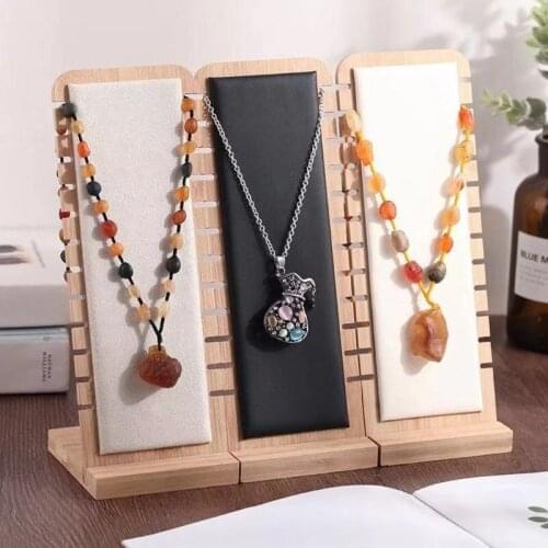 13MC Bamboo Jewelry Display Stand Necklace Display Stand Wooden Multiple Necklace Easel Showcase Display Holder for Necklaces