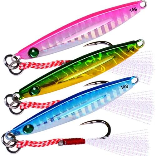 3PCS Pencil-VIB Fishing Lures 7G 10G 14G 17G 21G Bass Bait 14# High Carbon Hook with Feather Metal Sequins Bait Fishing Tackle