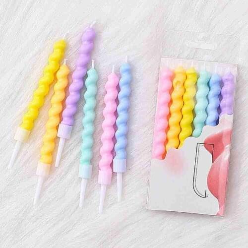 6pcs/set Thread Color Birthday Candles With Stand Cake Candle Party Supplies Wedding Decoration Baby Children Party Atmosphere