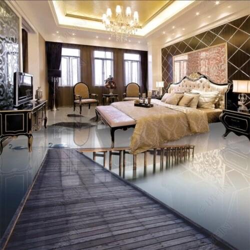 Beibehang Custom wallpapers for living roomLarge Chinese Style Ancient Bridge Stone River 3D Floor Tiles wallpaper self adhesive