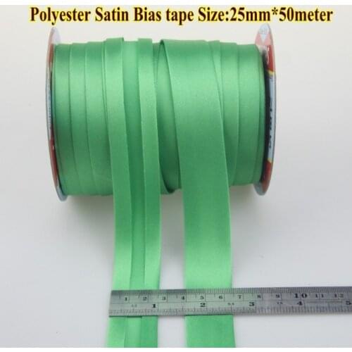 Free shipping--Polyester Satin Bias Tape,bias binding tape size: 25mm ,width 1",2.5cm 50meter color fresh green DIY sewing item