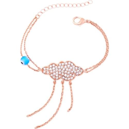 Bijoux Rose Gold Color Crystal Cloud Charm Bracelet ali express Hot Sale Cute Female Bracelet Christmas Gift Jewelry