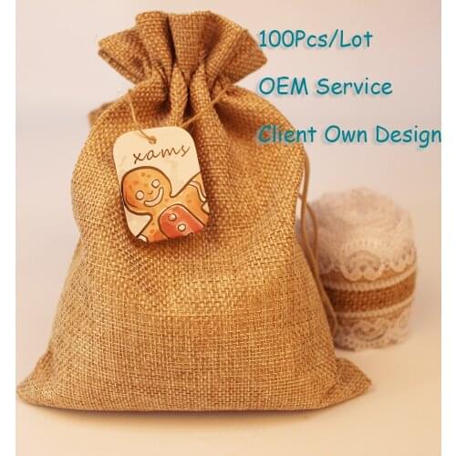 2020 Organza Bag Christmas Tag Natural Burlap Bag Tag White/Brown/Black/Black Kraft Paper Card Printing Hangtag Can Customized