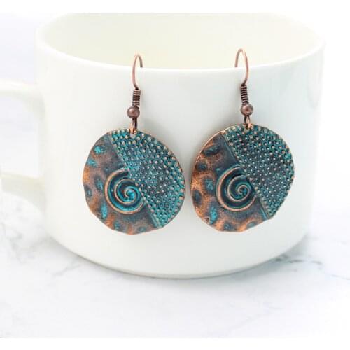 Big disc Spiral Little Star Dot Wave spiral Pendant Earrings Bohemian style Jewelry Retro Glamour Earrings Women Fashion Gift