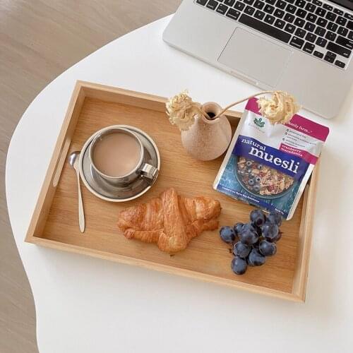 Wood tray Bamboo wood-colored log fruit tray girl heart swing prop rectangular kitchen seasoning plate