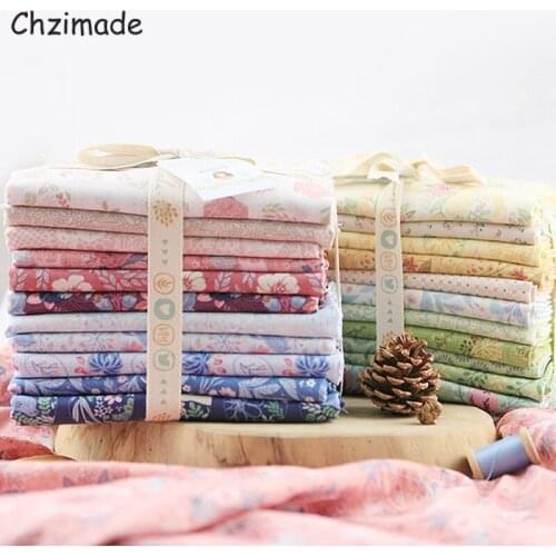 Chzimade Half Yard Flower Printed Embroidery Cotton Linen Fabric Cotton Cloth Sewing Quilting Fabric For Patchwork Needle Crafts