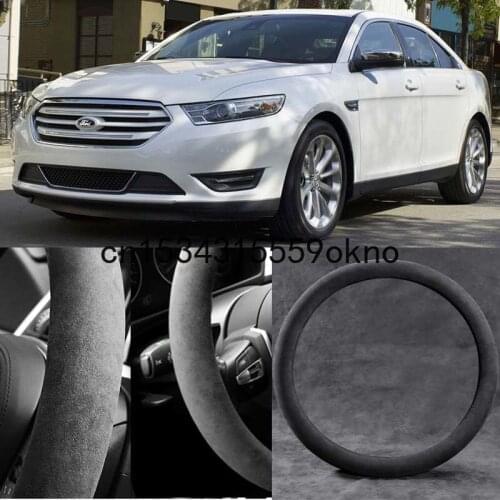 For Ford Taurus 2010-21 Black Alcantara Suede Car Steering Wheel Cover Car Accessories
