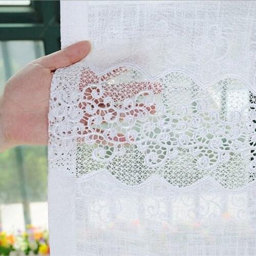European Luxury Crochet Lace White Curtains For Living Room Bedroom High Quality Lace Tulle Curtains Ready Made Curtain HX&3