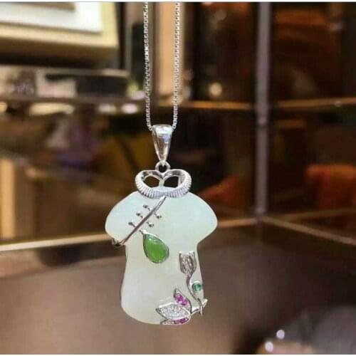 Chinese Popular fashion xinjiang hetian white jade necklace free shipping