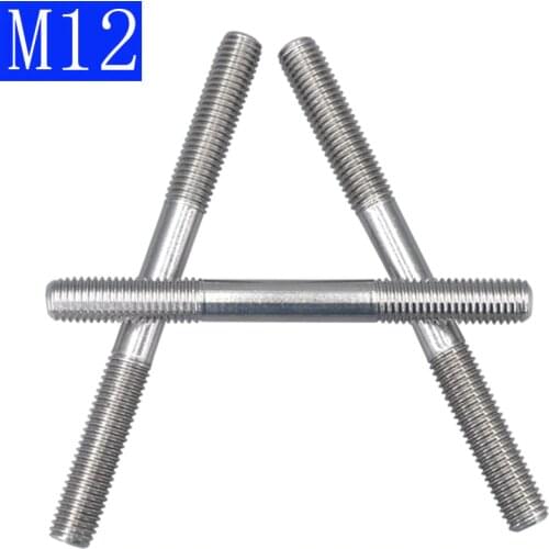 M12 x 1.75 40mm - 250mm Metric 304 Stainless Steel Double End Threaded Stud Bolts Screw Rod