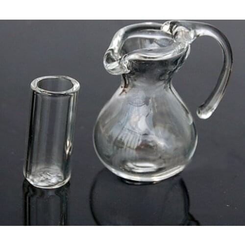 1Set 1:12 Dollhouse Miniatures Glass Kettle Crafts Mini Canteen Dollhouse Toys Gift