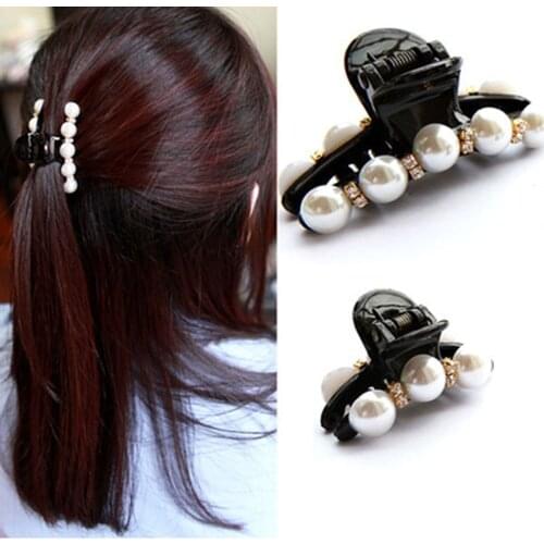 Fashion Crab Hair Claws Imitation Pearl Lady Headwear Accessories For Women Hairpins Plastic Elastic Barrette Hot