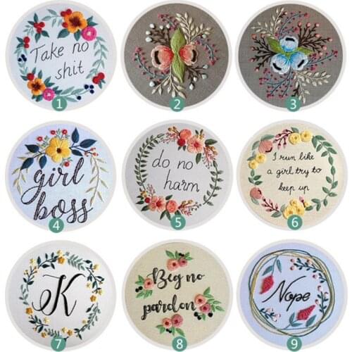 DIY Full Range Of Embroidery Starter Kit With Flower Pattern Cross Stitch Kit With Embroidery Hoop Color Threads For Adult 15CM