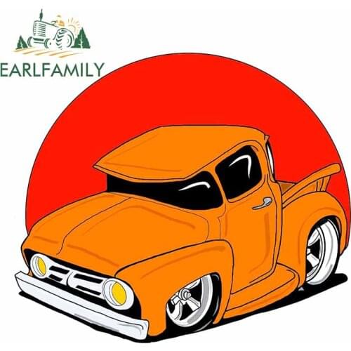 EARLFAMILY 13cm x 11.3cm for Orange Vehicle Under The Sunset Anime Graphics Car Stickers VAN Waterproof Decal Car Assessoires