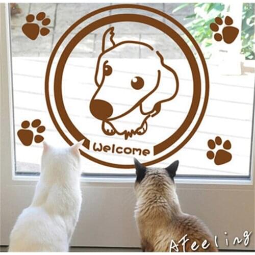 Pet dog Store window sticker cat dog pet shop sign sticker advertising poster wall sticker store sticker