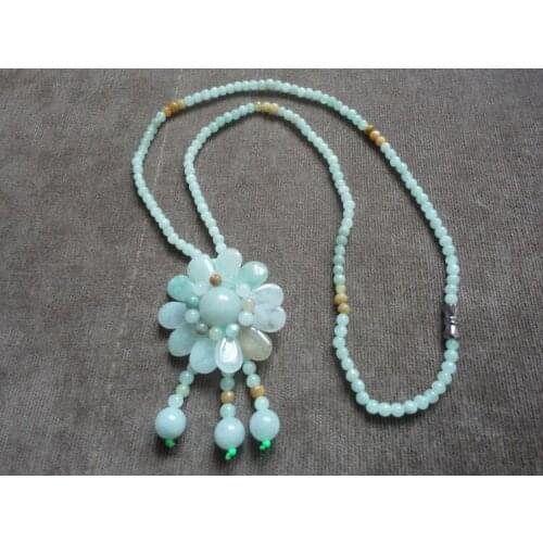 Natural hand-woven jade Necklace Pendant beads national wind sunflower pendant for women party