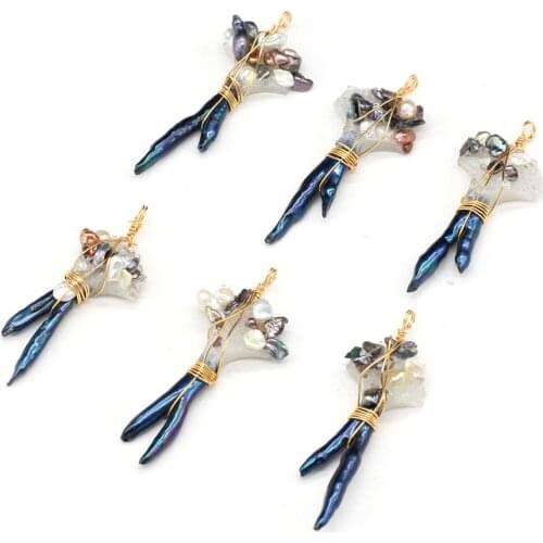 New Style Irregular Necklace & Pendants Wrap Wire Natural Freshwater Pearls for Jewelry DIY Reiki Heal Necklace Earrings