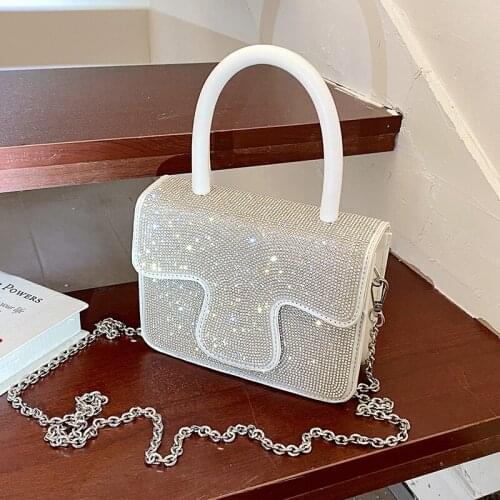 NEW Evening Clutch Chain Elegant Crossbody Handbags Women Rhinestones Shoulder Bags Youth Ladies Simple Versatile Bag