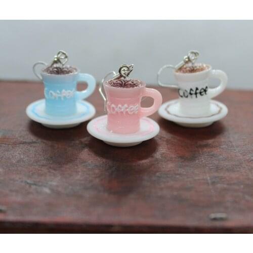 Original Funny Simulation Resin Stereo Coffee Cup Earrings Womens Creative Fashion Personality Hand-made DIY Jewelry Gifts