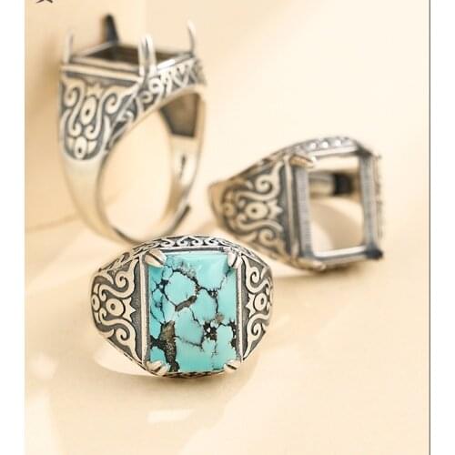 9*13mm 925 STERLING SILVER Semi Mount Bases Blanks base blank Pad men ring Setting jewelry findings (without stone) A5401