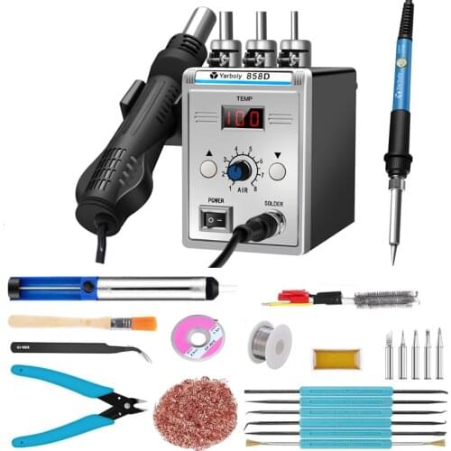 858D Hot Air Gun Portable BGA Rework Solder Station Hot Air Blower Hair Dryer Soldering Hairdryer 858 8858 8586 Ceramic Heater