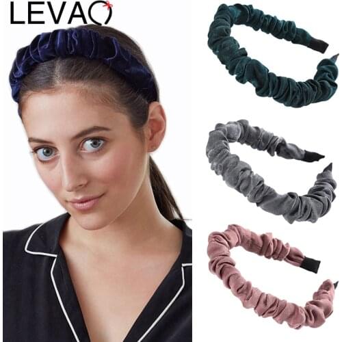 LEVAO Pleated Headband Satin For Women Solid Bohemia Hairbands Bezel Turban Girls Hair Accessories Head Hoop Headwear Hair Band