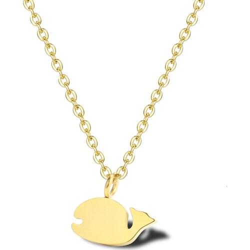RIR Minimalist Golden Cute Whale Exquisite Pendant Necklace Stainless Steel Ocean Animal Charm Jewelry Necklace Birthday Gift