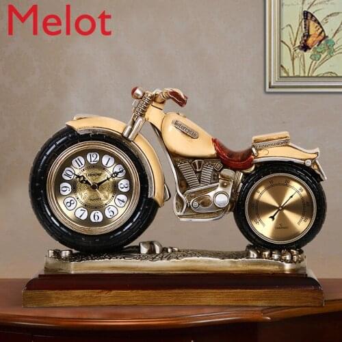 High-End Luxury Clock Living Room Clock Decoration Fashion Home Creative Retro Motorcycle Desk Clock Desktop Clock Cute Clock