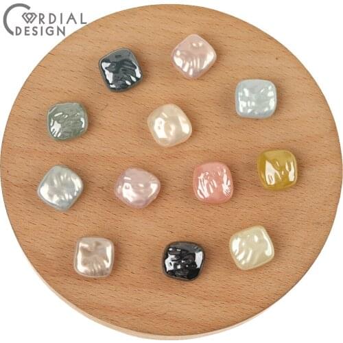 Cordial Design 12*12MM Acrylic Bead/Imitation Pearl Beads/Jewelry Accessories/Square Shape/Jewelry Findings Components/Hand Made