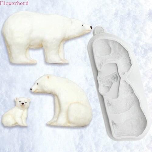 DIY Cake Decorating Tools Cute Polar Bear Fondant Cake Silicone Mold Resin Mold Chocolate Mold Baking Accessories Cake Tools