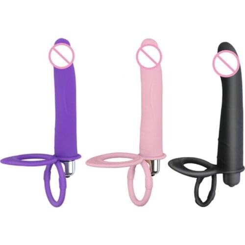 Silicone Double Penetration Penis Vibrator Strap on Dildo Vibrator Anal Plug Prostate Massage Anal Plug Sex Toys for Men S0039