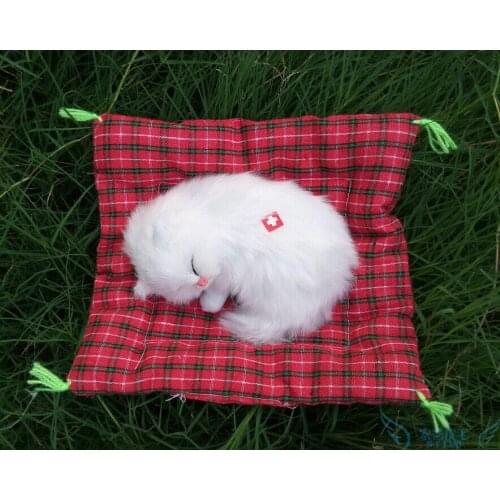 14x11cm cute simulation sleeping cat polyethylene & fur white cat model 106