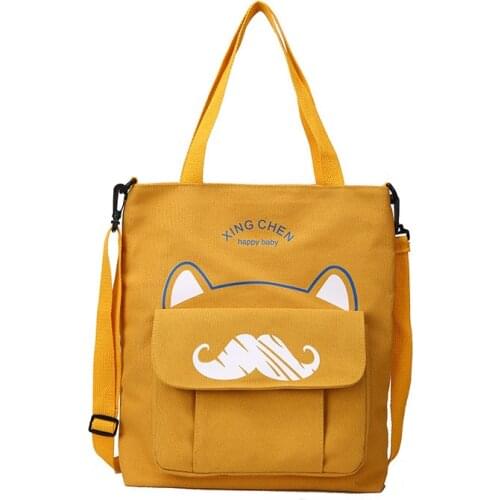 Three-dimensional pocket Women Shoulder Bag Canvas Cotton Tote Shopper Bag Eco Reusable Travelling bag Cloth Messenger Bag
