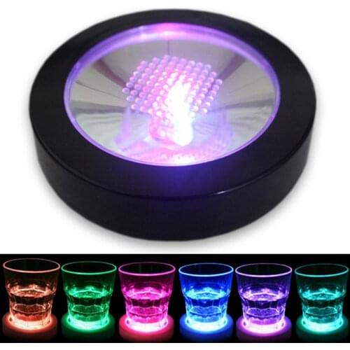 Mini LED Glow Bottle Sticker Coaster Flashing Cup Mat Blue Red Green White Multi Color Light Up Club Bar Home Wedding Party