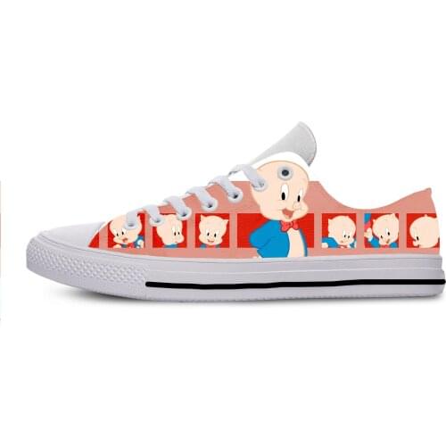 True Reveler Cartoon Sneakers Print Porky Pig Men/Women Lovers Funny Cute Pig Men And Women Casual Lightweight Shoes